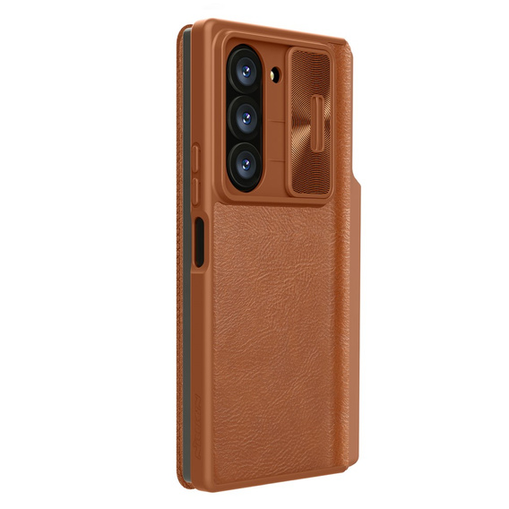 NILLKIN фліп-чохол для Samsung Galaxy Z Fold6 5G, CamShield Qin Pro, шкіра, коричневий