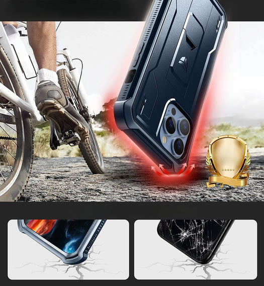 Бронированный чехол для iPhone 13 Pro Max, Dexnor Full Body, темно-синий
