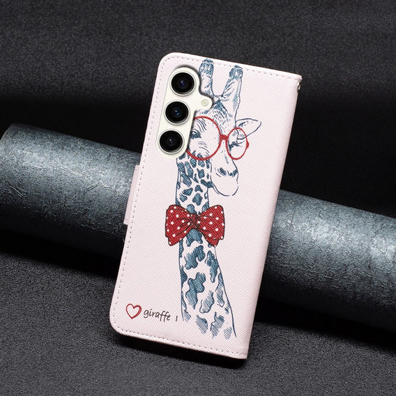 Откидной чехол для Samsung Galaxy S23 FE, Wallet, Giraffe розовый