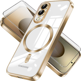 Чехол для Samsung Galaxy S25 Edge, Electro MagSafe, золотой + стекло для экрана