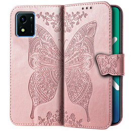 Чохол-книжка для Vivo Y01, Butterfly, рожевий