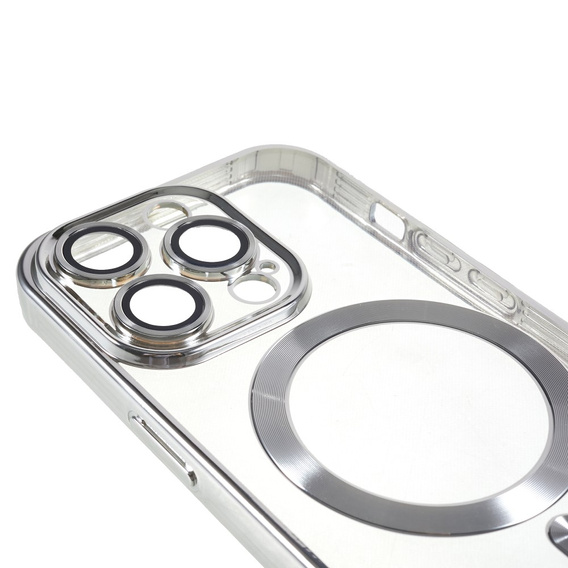 Чохол для iPhone 14 Pro, Electro MagSafe, сріблястий + Скло на екран