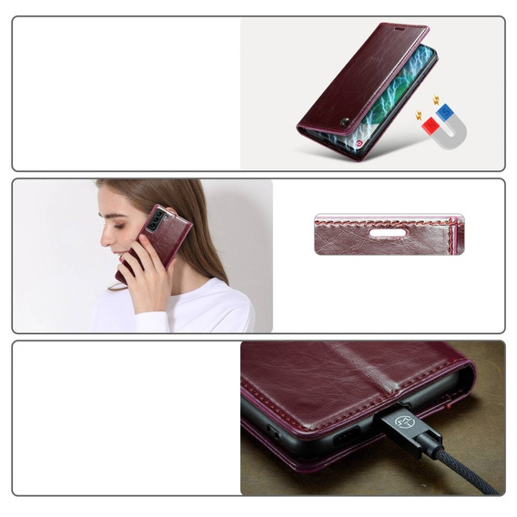 Флип-кейс CASEME для Samsung Galaxy S21 FE, Waxy Textured, красный