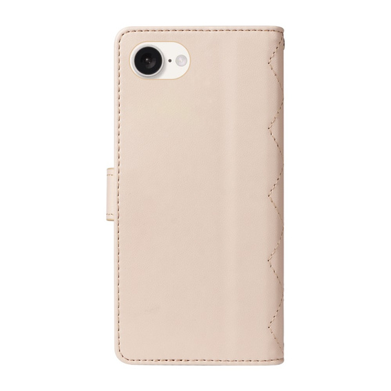 Чохол-сумка для iPhone 16E, Rhombus Crossbody Leather, бежевий