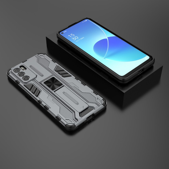 Чoхол до Oppo Reno6 5G, Military kickstand, сірий