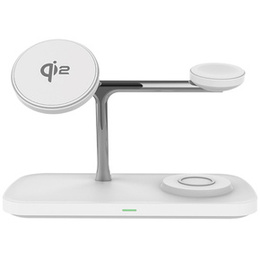 Индуктивное зарядное устройство Qi2 3in1 15 Вт для iPhone / Apple Watch / Airpods / Galaxy / Galaxy Watch / Galaxy Buds, белый