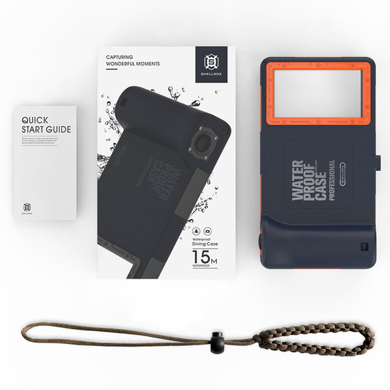 SHELLBOX I Uniwersalne Etui Wodoodporne na telefon, Black/Orange
