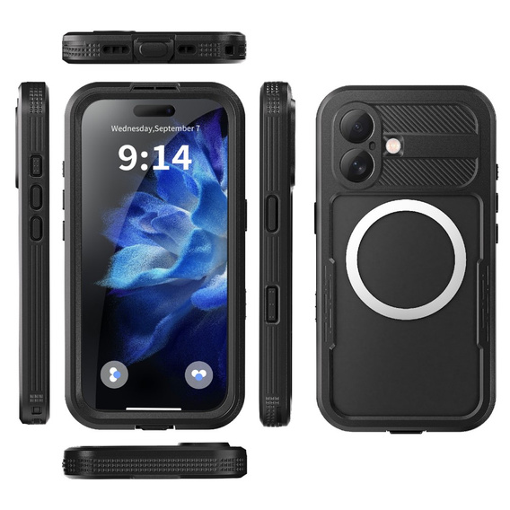 Водонепроникний чохол IP68 для iPhone 16, SHELLBOX MagSafe, чорний