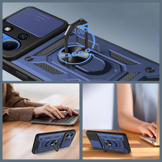 Бронированный чехол для Xiaomi Redmi 15C 4G/LTE, CamShield Slide, синий