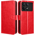 Откидной чехол для Xiaomi Poco F6 Pro, Crazy Horse Wallet, красный