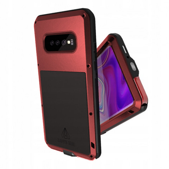 Чехол Love Mei до Samsung Galaxy S10+ Plus, armored with glass, красный