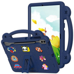 Детский чехол для Samsung Galaxy Tab S9 FE+ Plus, Cute Patterns, с подставкой, тёмно-синий