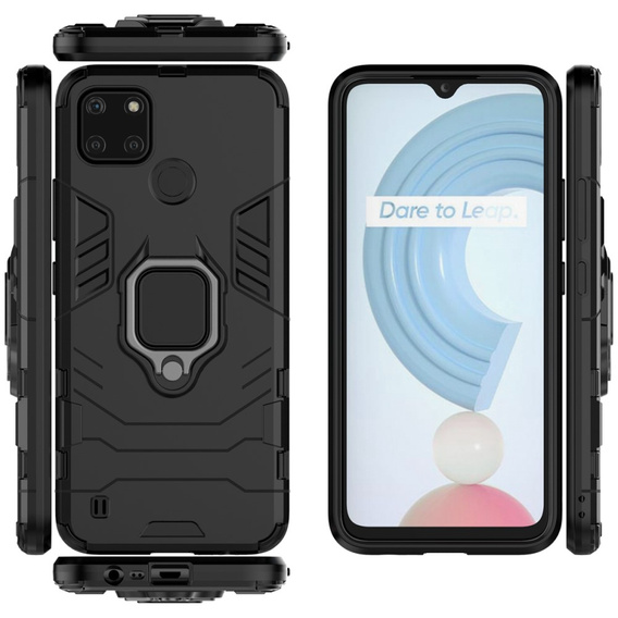 Чехол до Realme C21Y, Kickstand Ring, чёрный