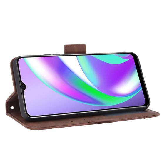 Футляр з клапаном для Oppo A15 / A15S, Card Slot, коричневий