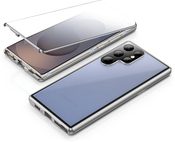 Чохол для Samsung Galaxy S25 Ultra, Magnetic Dual Glass, сріблястий