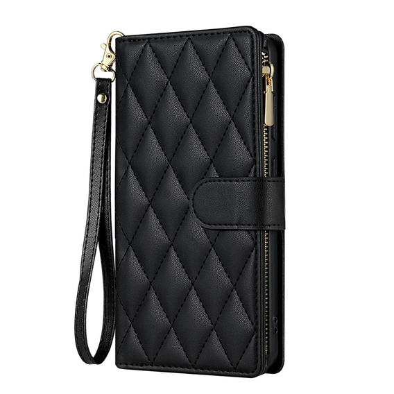 чехол-крышка для Samsung Galaxy S25 Edge, Rhombus Crossbody Leather, чёрный