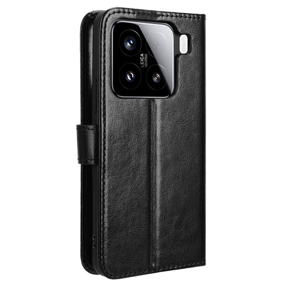 Откидной чехол для Xiaomi 15, Crazy Horse Wallet, чёрный