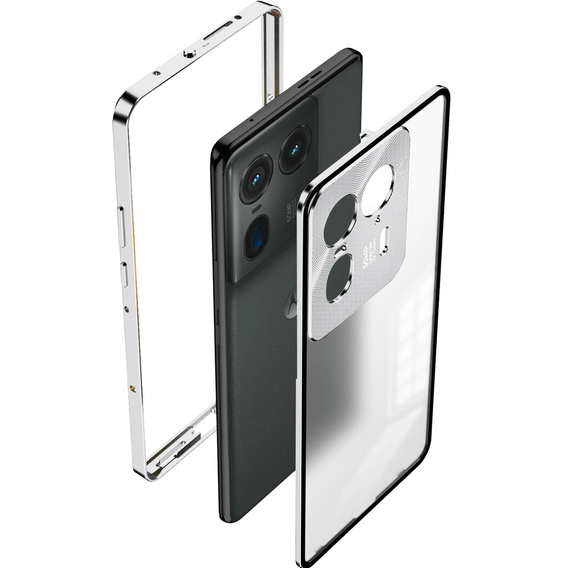 Чохол для Motorola Edge 50 Ultra, Frame Case, сріблястий