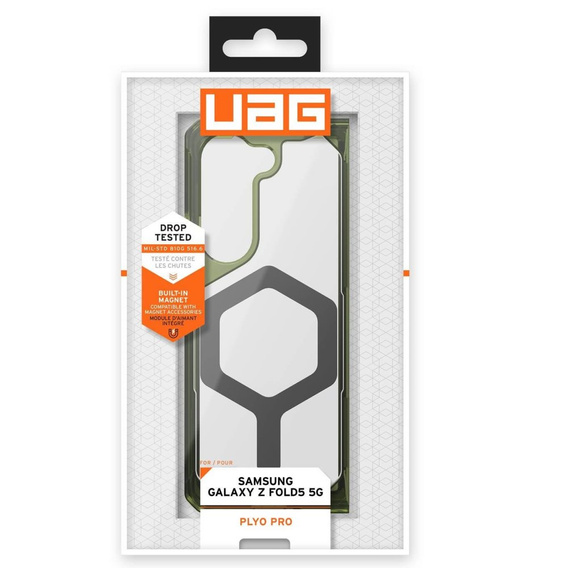 Чехол Urban Armor Gear до Galaxy Z Fold 5 5G, Plyo MagSafe, прозрачный / зеленый