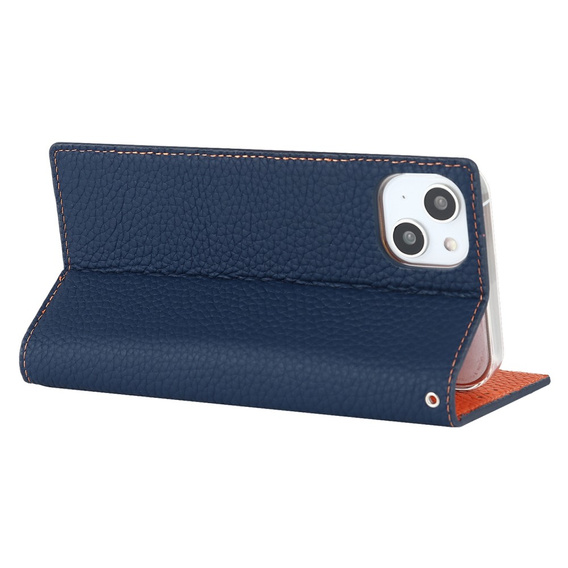 Чохол-книжка для iPhone 14 Plus, Litchi Skin Grain, темно-синій