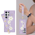 Чехол для Samsung Galaxy S25 Ultra, Leather Flower Card Slot, фиолетовый