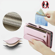 Чехол CASEME для Samsung Galaxy S24 FE, RFID Leather Wallet, с плечевым ремнем, розовый