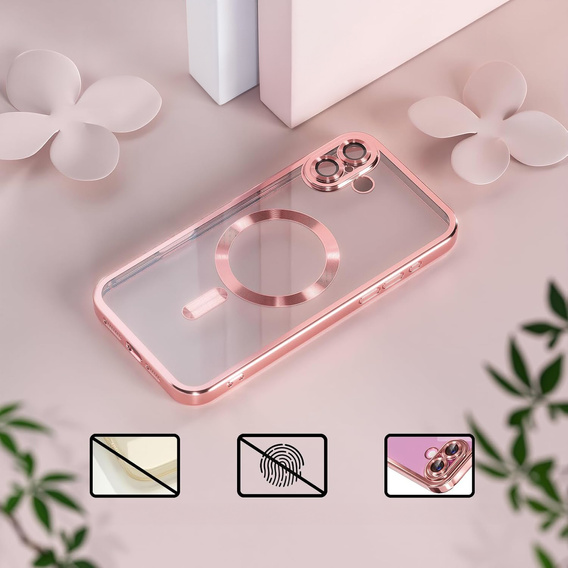 Чехол для iPhone 16 Plus, Electro MagSafe, розовый + стекло для экрана