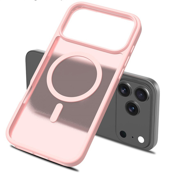 Матовий чохол для iPhone 17 Pro, для MagSafe, напівпрозорий рожевий