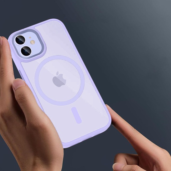 Чохол для iPhone 11, для MagSafe, ERBORD Matt Case, фіолетовий + захисне скло