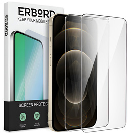 2x Загартоване скло для iPhone 12 Pro Max, ERBORD 9H Hard Glass на екрані