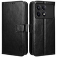 Откидной чехол для Xiaomi Poco F6 Pro, Crazy Horse Wallet, чёрный