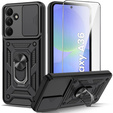 Броньований чохол для Samsung Galaxy A36, CamShield Slide, чорний + Загартоване скло 9H