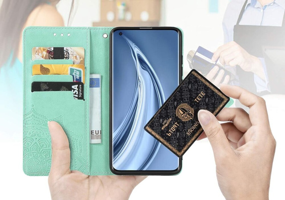 Откидной чехол для Motorola Edge 50 Ultra, Mandala, зелёный