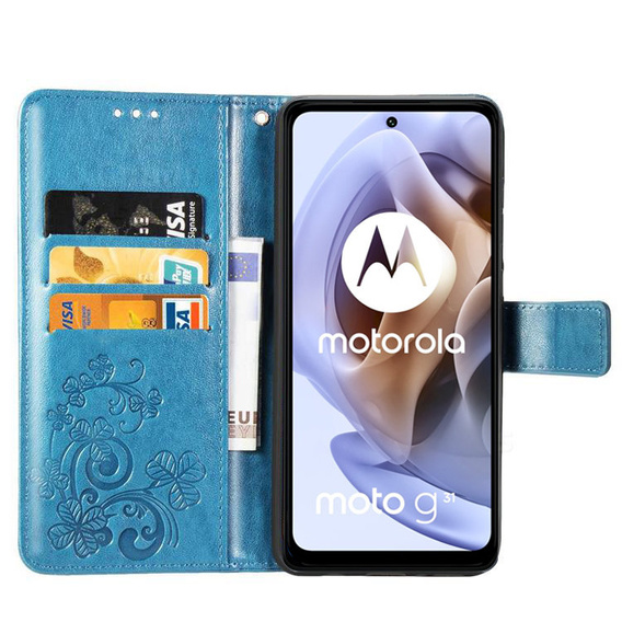 Чoхол Wallet до Motorola Moto G31 / G41, Clover, Blue