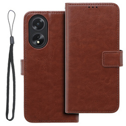 Футляр з клапаном для Oppo A38 4G / Oppo A18 4G, Crazy Horse Wallet, коричневий