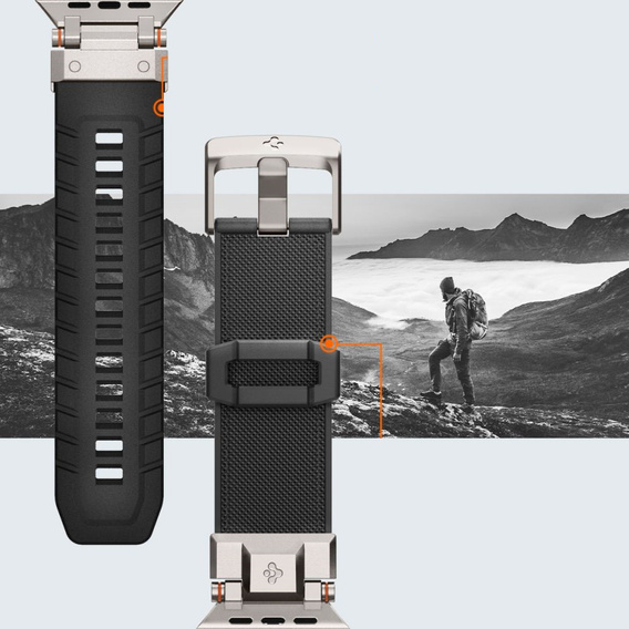 Ремінець SPIGEN для Apple Watch 1/2/3/4/5/6/7/8/SE/Ultra 42/44/45/49MM, Durapro Armor, чорний