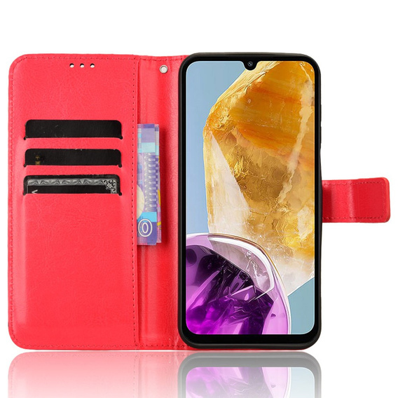 Откидной чехол для Samsung Galaxy M15 5G, Crazy Horse Wallet, красный