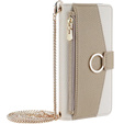Флип-кейс для iPhone 15 Pro, Wallet Zipper Pocket, с зеркалом, белый