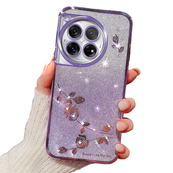 Чохол для OnePlus 12 5G, Glitter Flower, фіолетовий