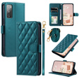 Чохол-сумка для Samsung Galaxy S20 FE, Rhombus Crossbody Leather, темно-зелений