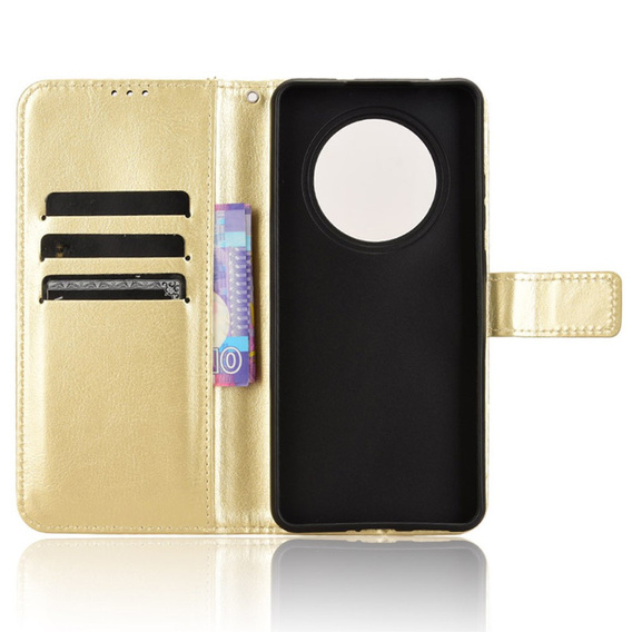 Откидной чехол для Oppo Reno 12FS / 12F, Crazy Horse Wallet, золотой
