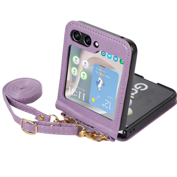 Шкіряний чохол для Samsung Galaxy Z Flip 5 5G, фіолетовий
