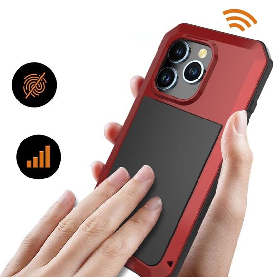 Чохол для iPhone 15 Pro, броньований, з інтегрованим склом, червоний