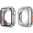 2в1 чехол и защитное стекло для часов Apple Watch 7/8 45MM, Silver/Orange