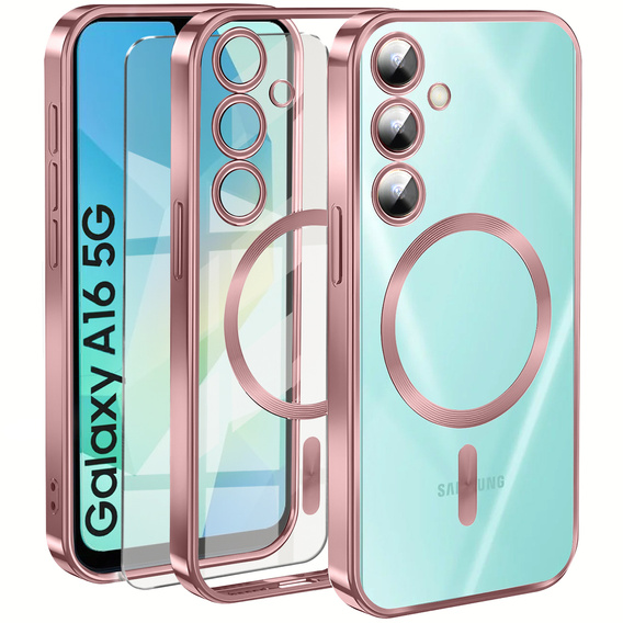 Чохол для Samsung Galaxy A16, Electro MagSafe, рожевий + Скло на екран