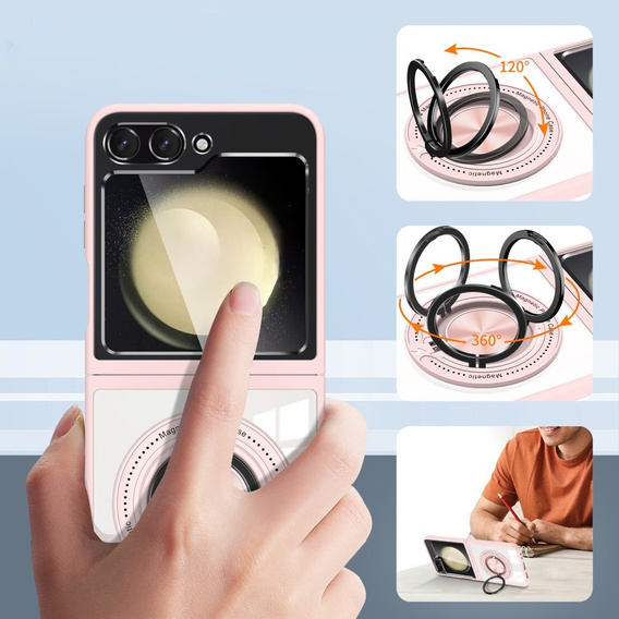 Чохол для Samsung Galaxy Z Flip7 FE / Z Flip6, Corners Dropproof, для MagSafe, прозорий / рожевий