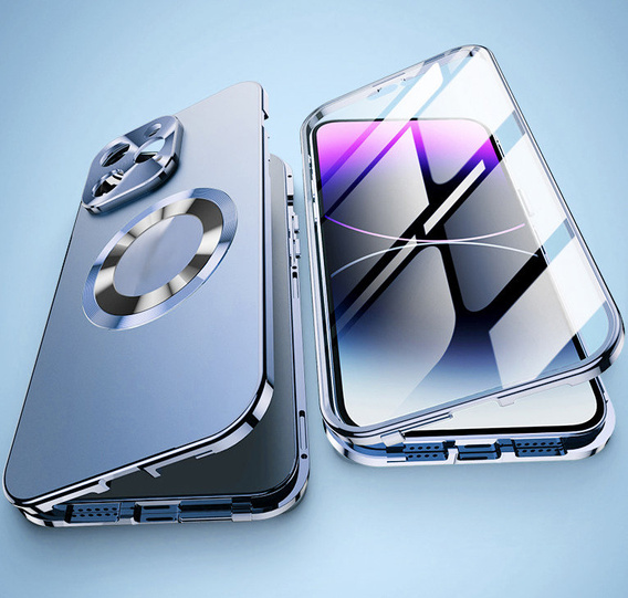 Чехол для iPhone 13 Pro, Dual Glass, для Magsafe, синий