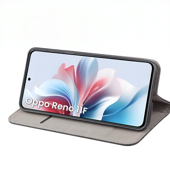 Чехол для Oppo Reno 11F 5G, Smart Magnet, темно-синий + 9H стекло