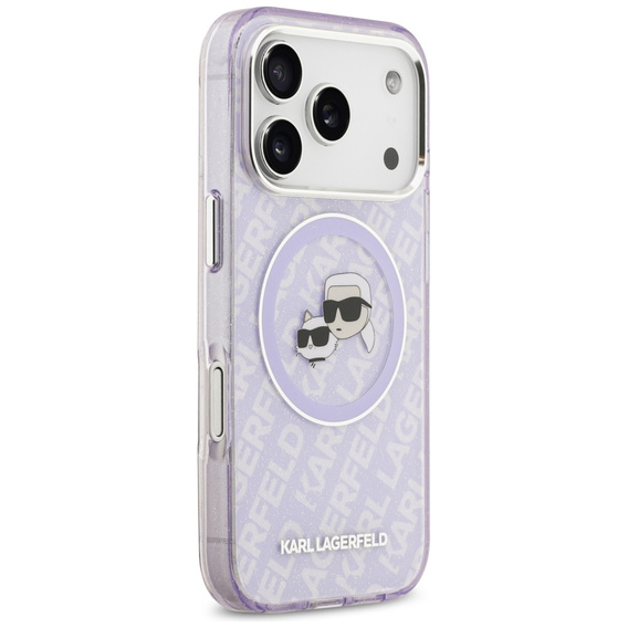 Чехол Karl Lagerfeld IML Glitter Karl & Choupette Heads Logo MagSafe для iPhone 17 Pro