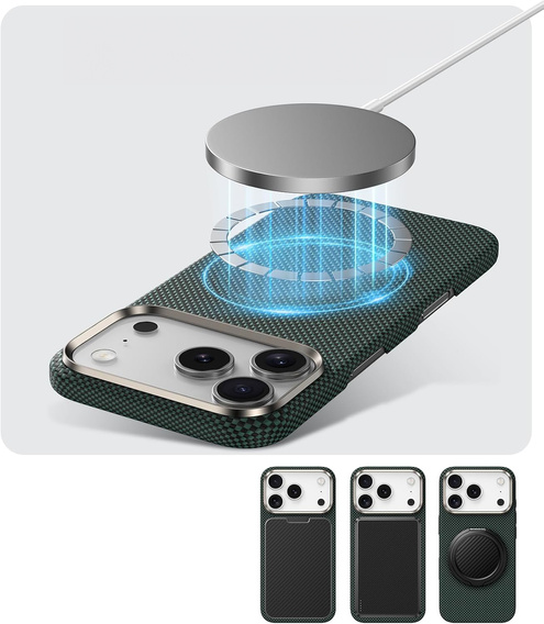 Чохол BENKS Kevlar для iPhone 17 Pro Max, Magnetic Armor Tint 1000D 0070, для MagSafe, активна кнопка – зелений
